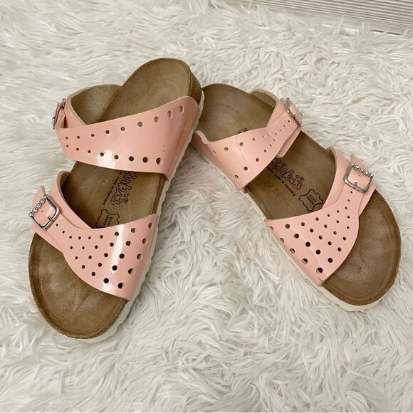BIRKIS by Birkenstock Freeport Patent Perforated Light Pink Slip on Sandals sz 5 - Picture 1 of 8